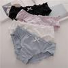 Underpants for Women Low Waisted Briefs with Black Fungus Edges Cute Simple Cotton Breathable Triangle Underwear Panties