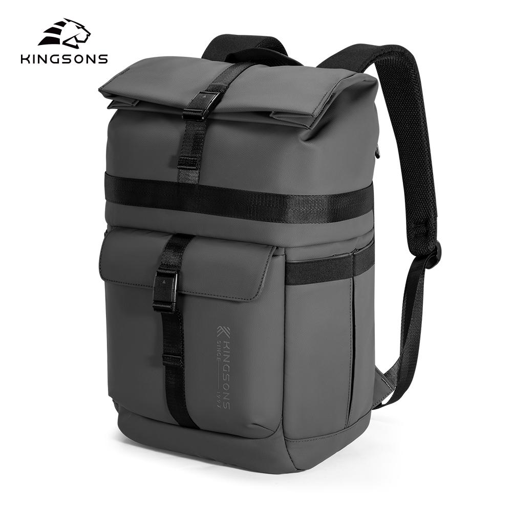 Men Backpack Kingsons 2025 New Fashion Concise Design Business For 15.6 Inch Laptop Waterproof College Student Boys School Bag Black / Gray KS3333W