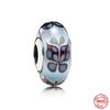 New S925 Sterling Silver Plated Pink Red Green Blue Murano Glass Bead Charm Fit Original  Bracelet DIY Jewelry For Girl