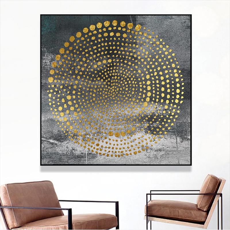 Poster Modern Wall Art Pictures Gold Foil Canvas Oil Paintings Printed Wall Pictures For Living Room Decor Abstract Art Cuadros