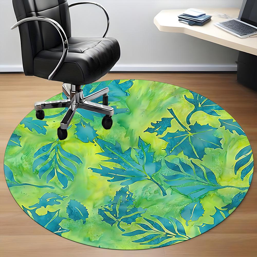 1pc Leaf Print Chair Carpet for Office, Non slip, Soft and Durable Office Rug for Interior Decoration