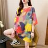 Korean Style Tie-Dye Gradient Loose Plus Size Women's Summer T-Shirt