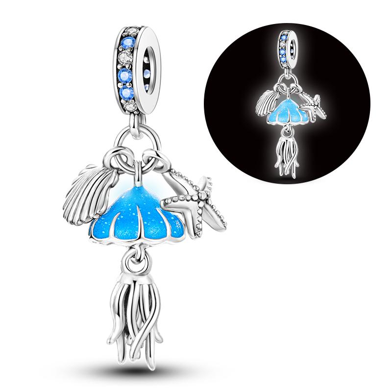 Copper Charms Luminous Beads Firefly Chameleon Fit Original Bracelet Pendant Diy For Woman Jewelry