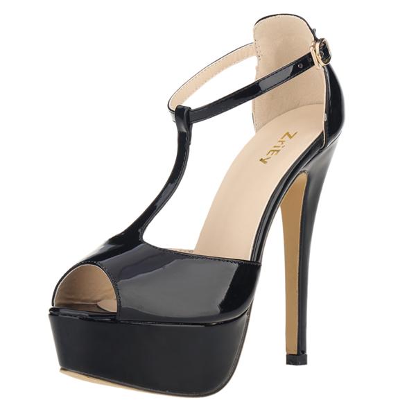 Женские босоножки на платформе с высоким каблуком, сексуальные туфли с открытым носком и ремешком на щиколотке, туфли-лодочки с Т-образным ремешком, свадебные туфли