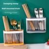 Utensil Holder Cutlery Drainer Two-compartments Transparent Wall Mounted Chopsticks Holder Spoon Fork Drain Storage Rack Organizer