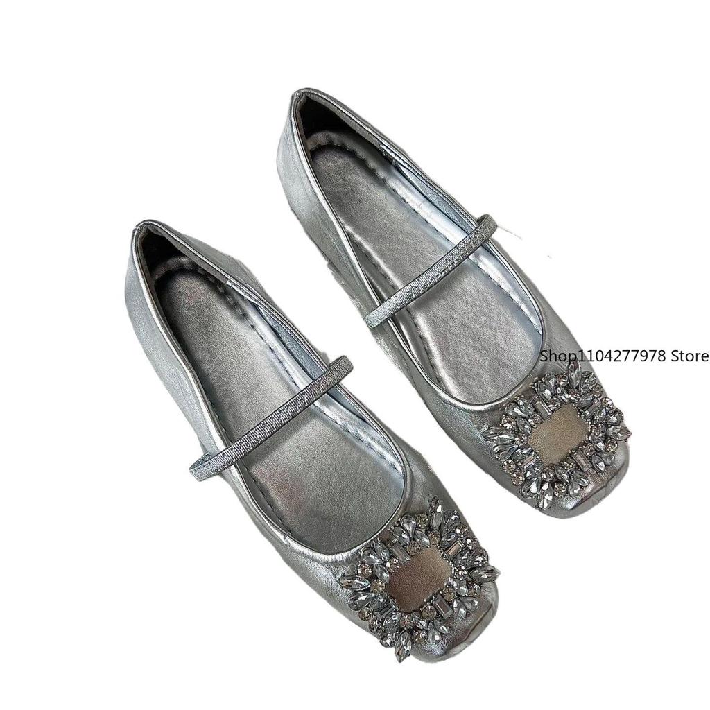 Fashion Women Ballet Flats Soft Leather Slip-on Casual Shoes Fashion Square Toe Pumps Office Lady Work Thin Shoes Female Mary Jane Shoes