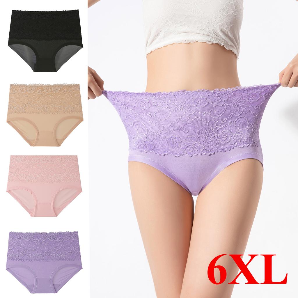 High Waist Women's Panties Lace Women's Large Size Panties Solid Color High-waisted Triangle Pants Underwear Briefs