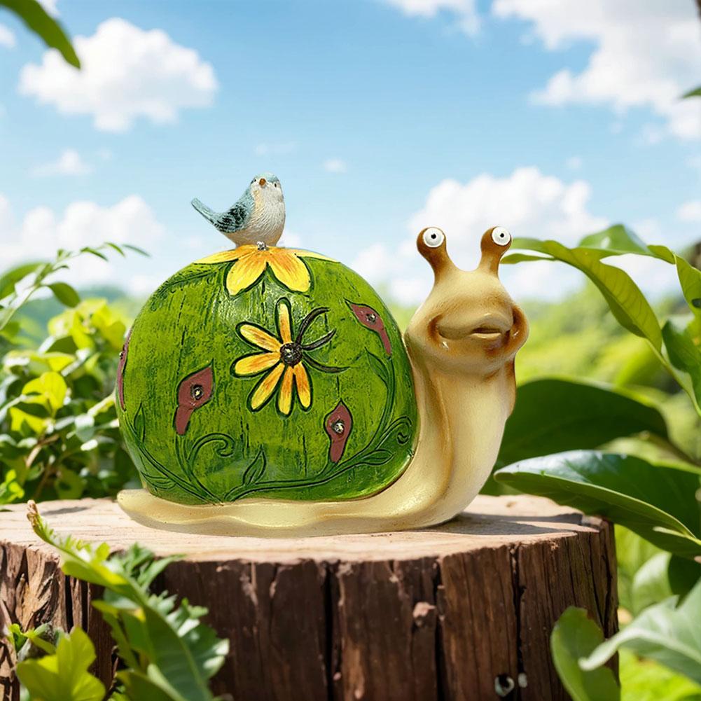 Статуэтка улитки на солнечной батарее, украшения, статуя животного из смолы, водонепроницаемая забавная улитка, декор для дома, двора, патио