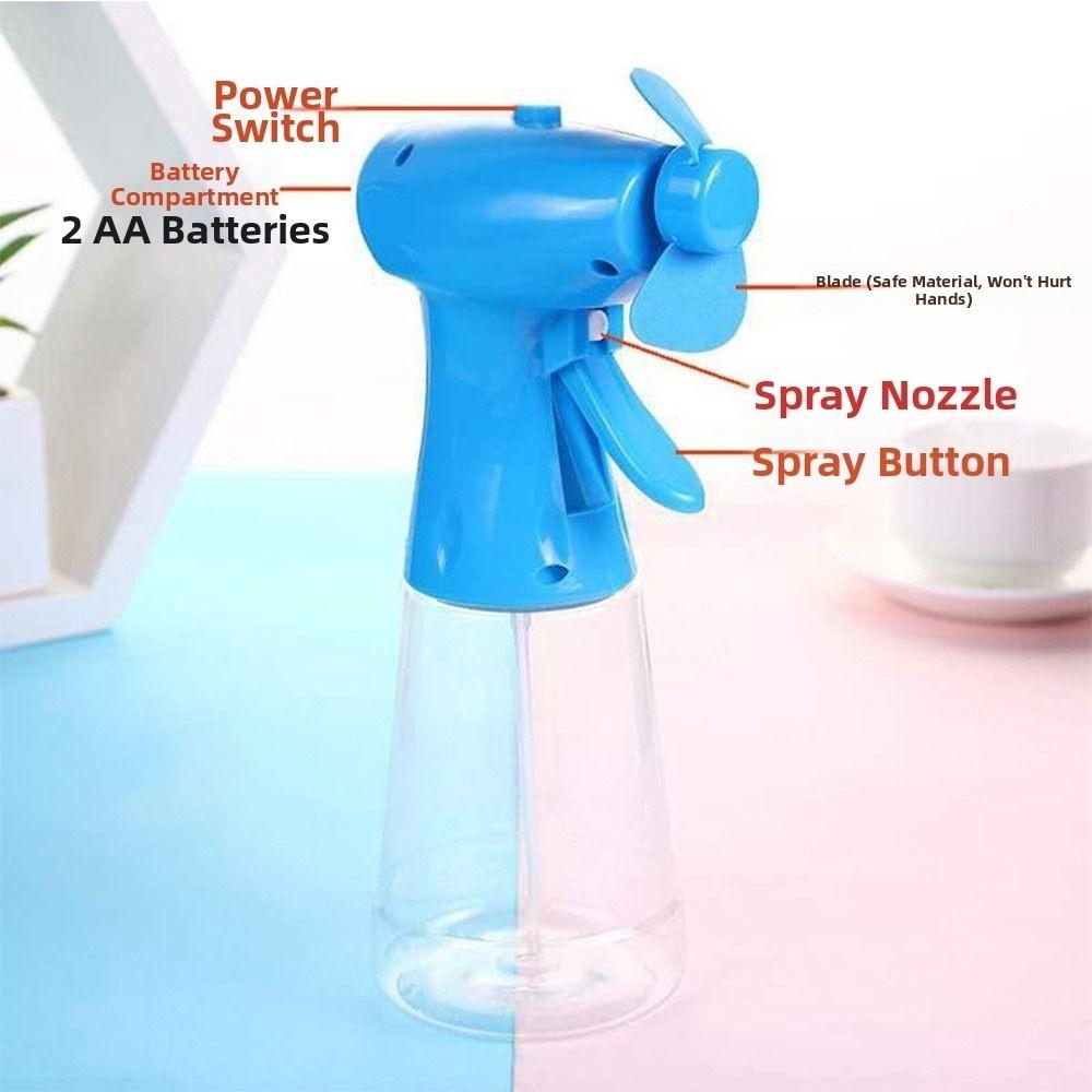 Battery Operated Water Spray Fan Plastic Portable Mist Fan New Handheld Misting Fan Beach Camping