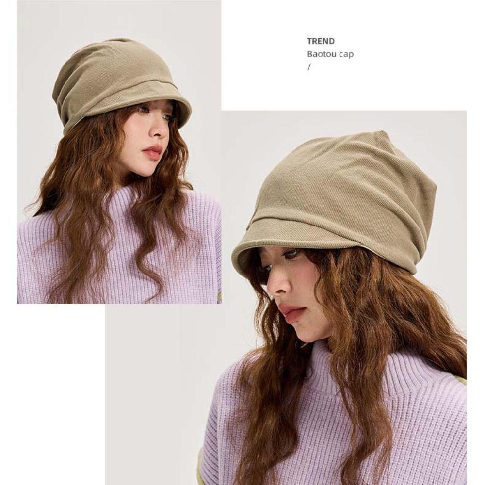 Solid Color Slouchy Baggy Caps Keep Warm Skull Cap Chemo Cap Beanie Hat Autumn Winter