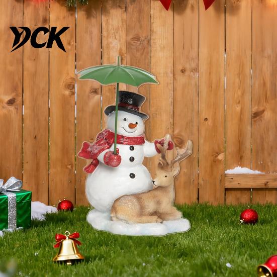 Snowman Pathway Decor Santa Claus Garden Stake, Christmas Acrylic Yard Sign, 2D Festive Lawn Inserts for Flat Snowy Cottage Ornament Holiday