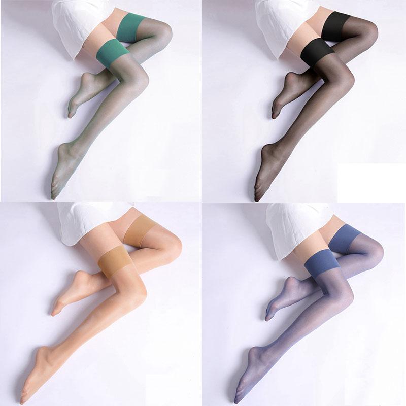Женские тонкие чулки, женские сексуальные топы до бедра, блестящие прозрачные чулки, маслянистые высокие прозрачные чулки