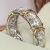 Full Cubic Zirconia CZ Cross White Gold Plated Ring Lady Wedding Jewelry