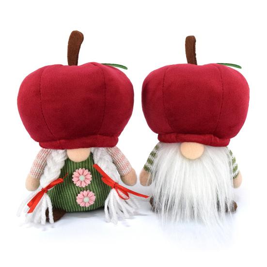 Red Fruit Gnome Plush Ornaments Christmas Soft Swedish Tomte Doll Holiday Faceless Elf Figure for Farmhouse Kitchen Tiered Tray Decor