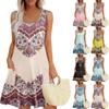 Summer Dresses For Women Beach Boho Sleeveless Printing Flowy Pocket Tshirt Tank Sundresses