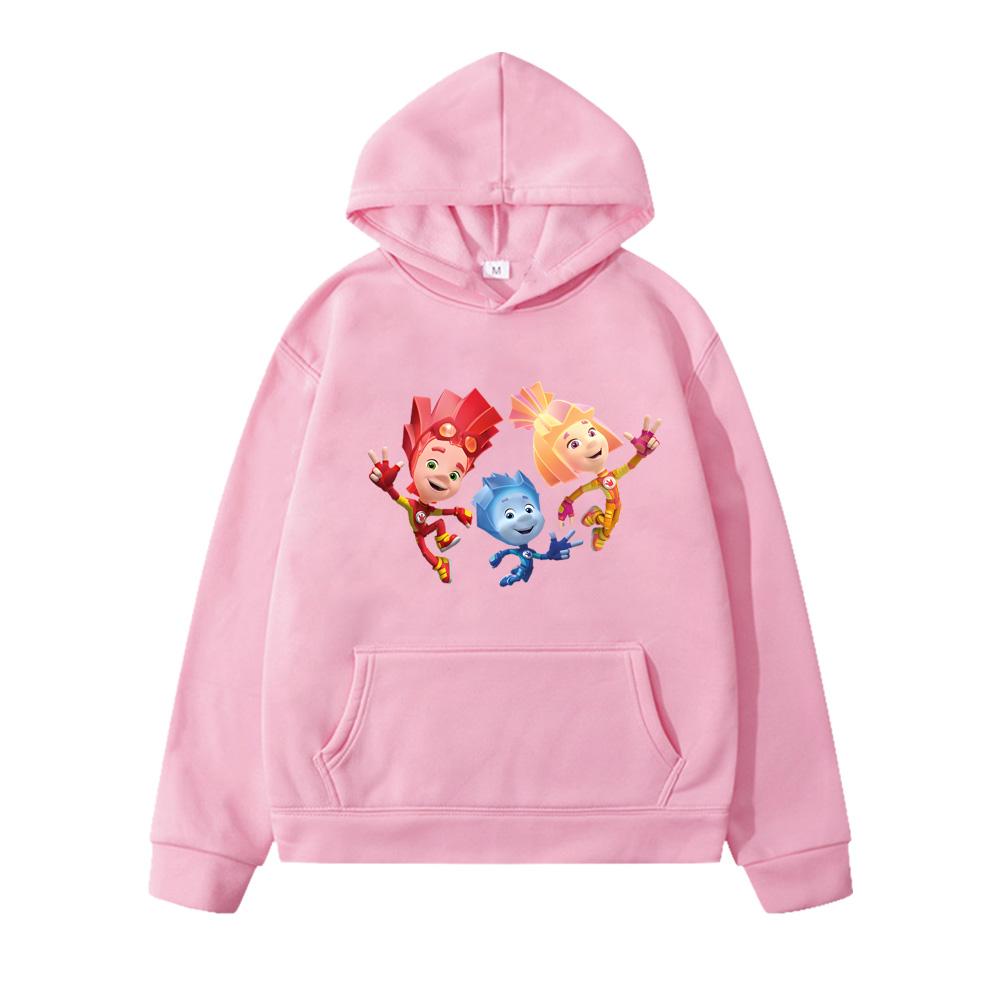 Fixies Cartoon Print The Fixies Children Hoody Cute Autumn Winter Outdoor Hooded Windproof Clothing Fashion Children's Fleece Hoodies