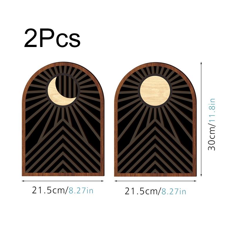 2Pc Wooden Wall Stickers Farmhouse Decoration Wooden Ornament Bohemia Art Installations Retro Hollow Flower Wall Hanging