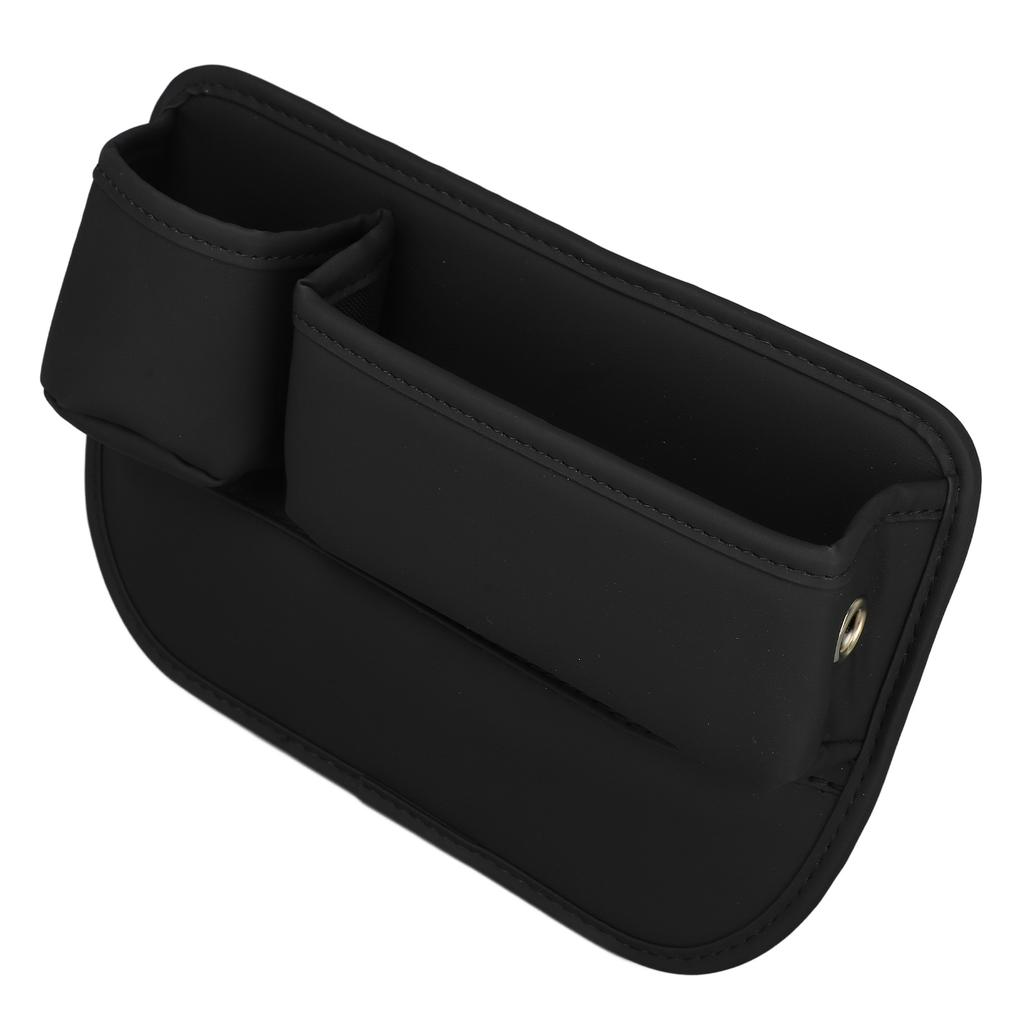 Car Seat Filler Storage Bag with Phone and Cup Holder Multifunctional PU Leather Side Seat Crevice Organizer Black