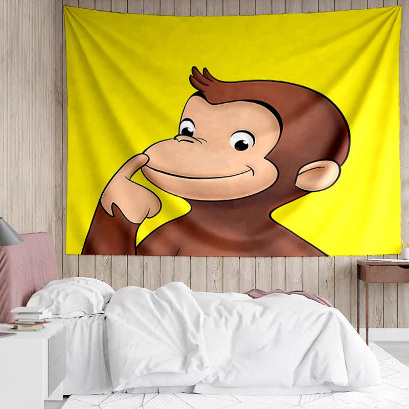 Curious George1 Tapestry for Bedroom Aesthetic Classroom Tapestries Wall Hanging for Living Room Dorm Office,Ideal Creative Gift