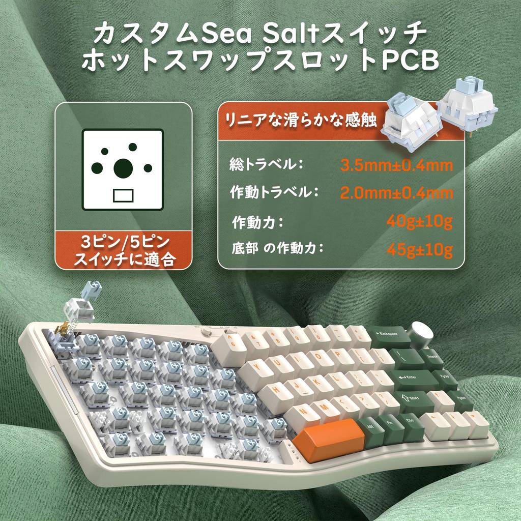 AKS068pro Игровая клавиатура Alice Layout Беспроводная Bluetooth Проводная 68 клавиш Sea Salt Axis Gasket Mount Горячая замена клавиш PBT Эргономика Южная ориентация