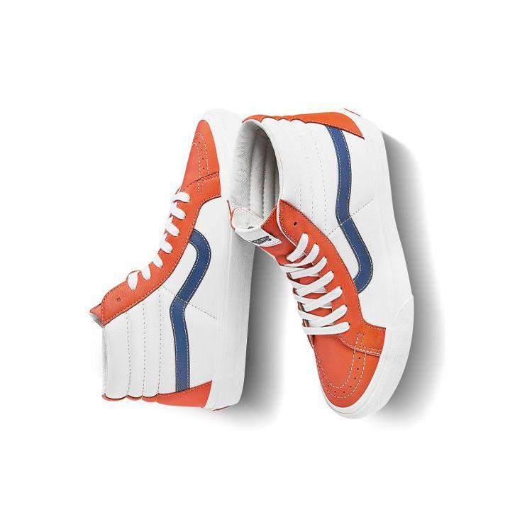 Vans Sk8 Reissue Vlt Lx High-Top Skate Shoes Unisex Sneakers White Orange VN0A4BVH22E