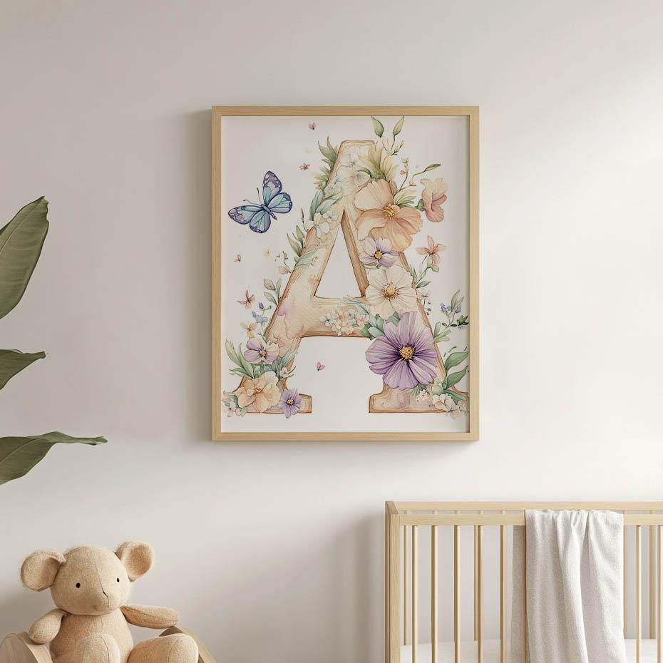 Poster Floral Letter "A" For Children Poster Floral Letter "A" For Children, 70X100 Cm, Frameless, Matte Paper 230 Gsm