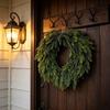 Heart-Shaped Norfolk Pine Wreath With Bell Decor Front Door Wall Hanging Christmas Holiday Decoration