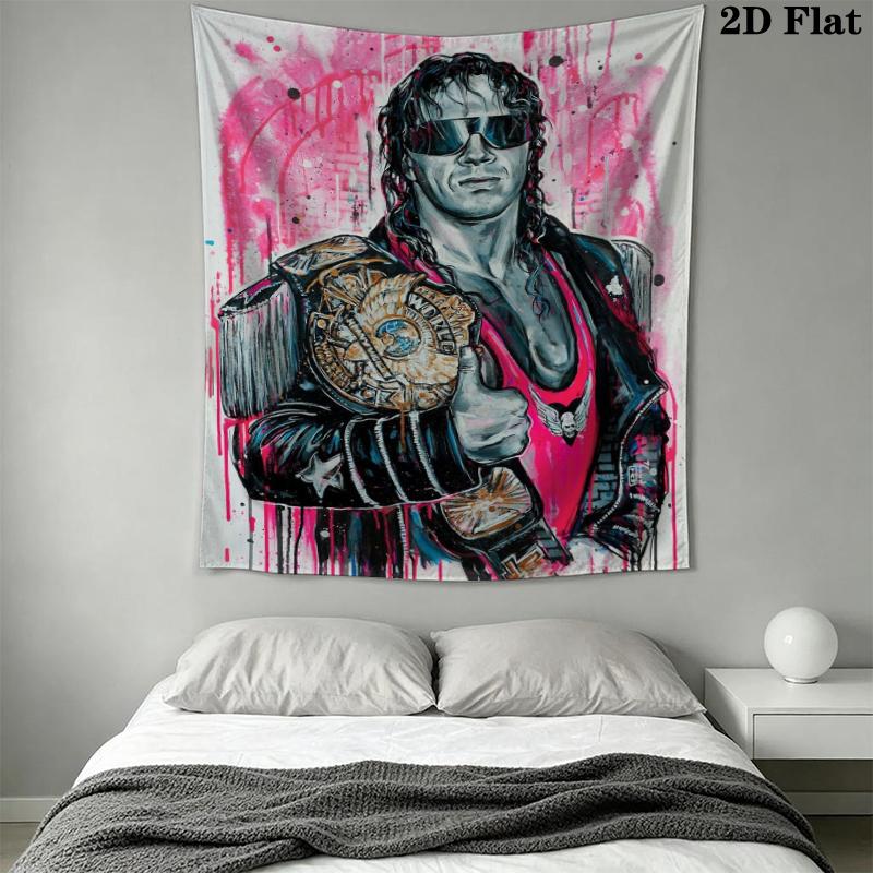 Bret Hart cool Wall Tapestry Aesthetic Wall Hanging Printed Fabric Blanket Decorative Tapestries for Bedroom Living Room Home Decor