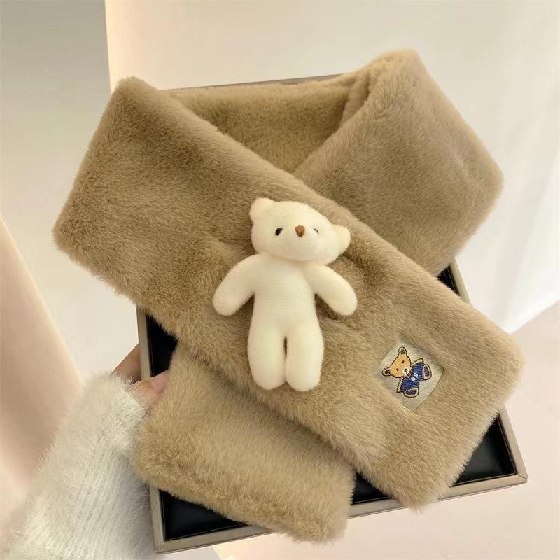 Bear Scarf, Versatile Solid Color In Winter, Cute Plush Neck Cover, Cold-proof and Warm Neck Protection, Outdoor Windshield Cover, Scarf.
