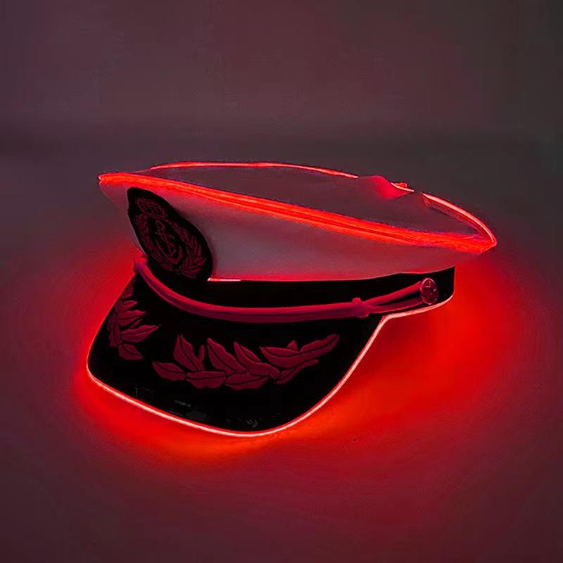 Performance New Stage Navy Capglowing Hatstageperformancepilot'S Hat White Sailor Navy Cap For Led Role-Playing