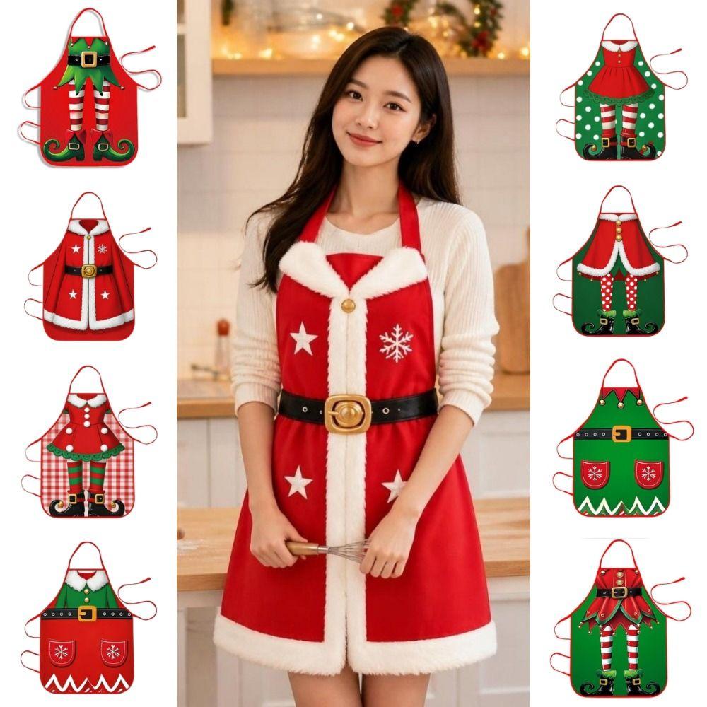Oil-Resistant Christmas Apron Reusable Kitchen Aprons New Santa Claus Apron Holiday Decor