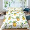 Комплект постельного белья с рисунком ананаса, размер King, желтый, геометрический, с рисунком ананаса, наволочка с принтом фруктов и морем