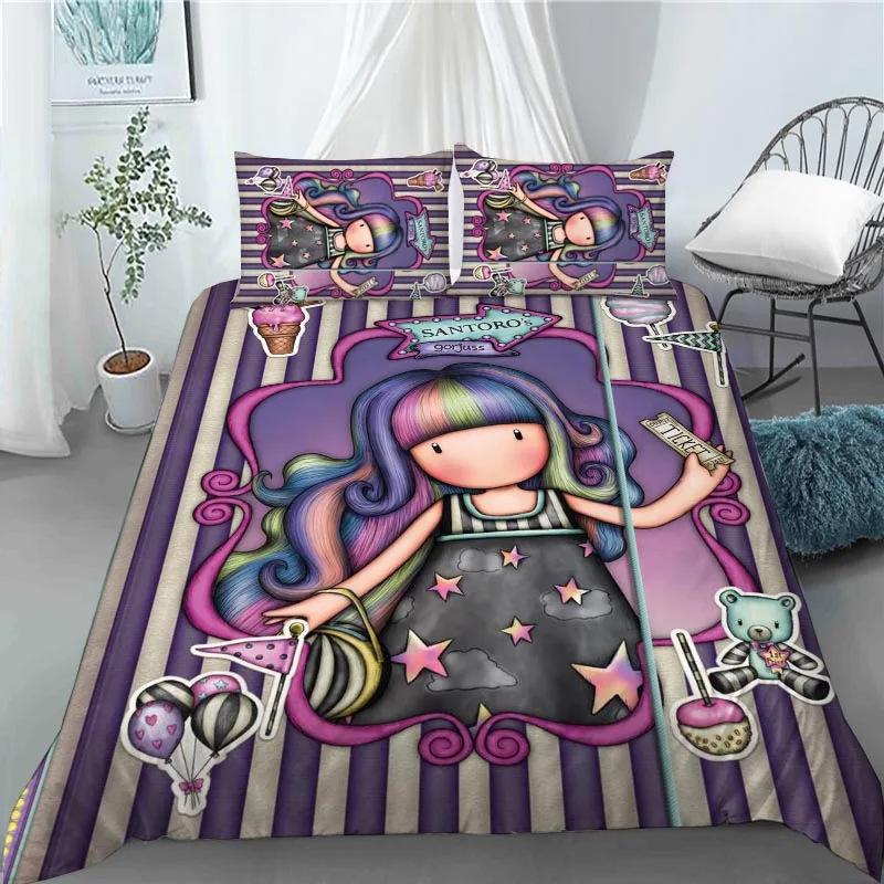 Anime Girl Down Quilt Cover Set King Bedding Set With Pillowcase Quilt Cover Three-Piece Set