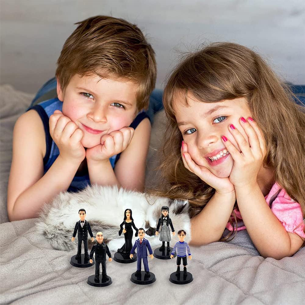 6 Pcs Wednesday Anime Action Figures Cake Toppers for Kids Theme Party Supplies