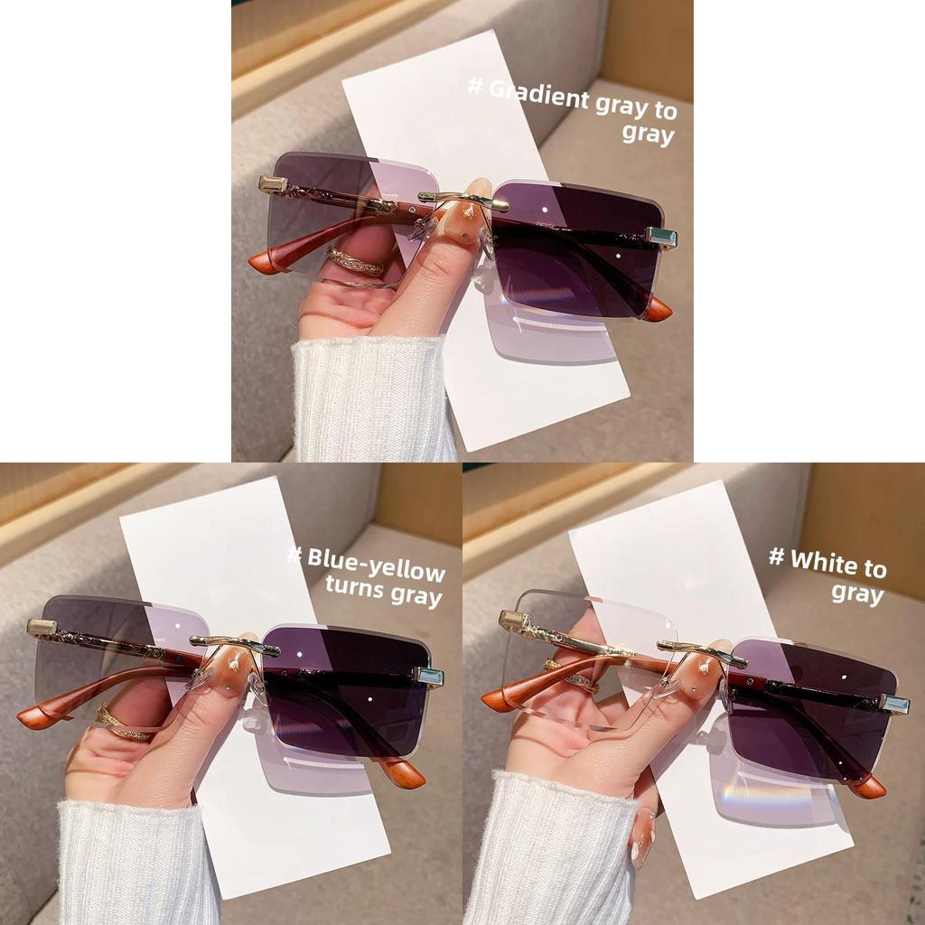 Модные безрамные солнцезащитные очки с градиентным серым цветом и защитой UV400 для езды на велосипеде и вечеринок
