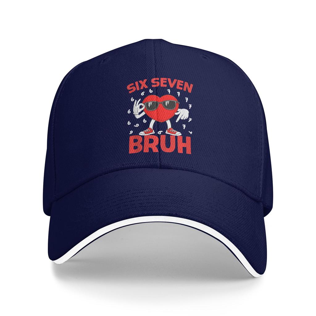 Six Seven 67 Bruh 6 7 Meme Funny Valentines Heart Sun Baseball Cap Summer Casual Hip Hop Hats For Men Tennis Skate Snapback Cap