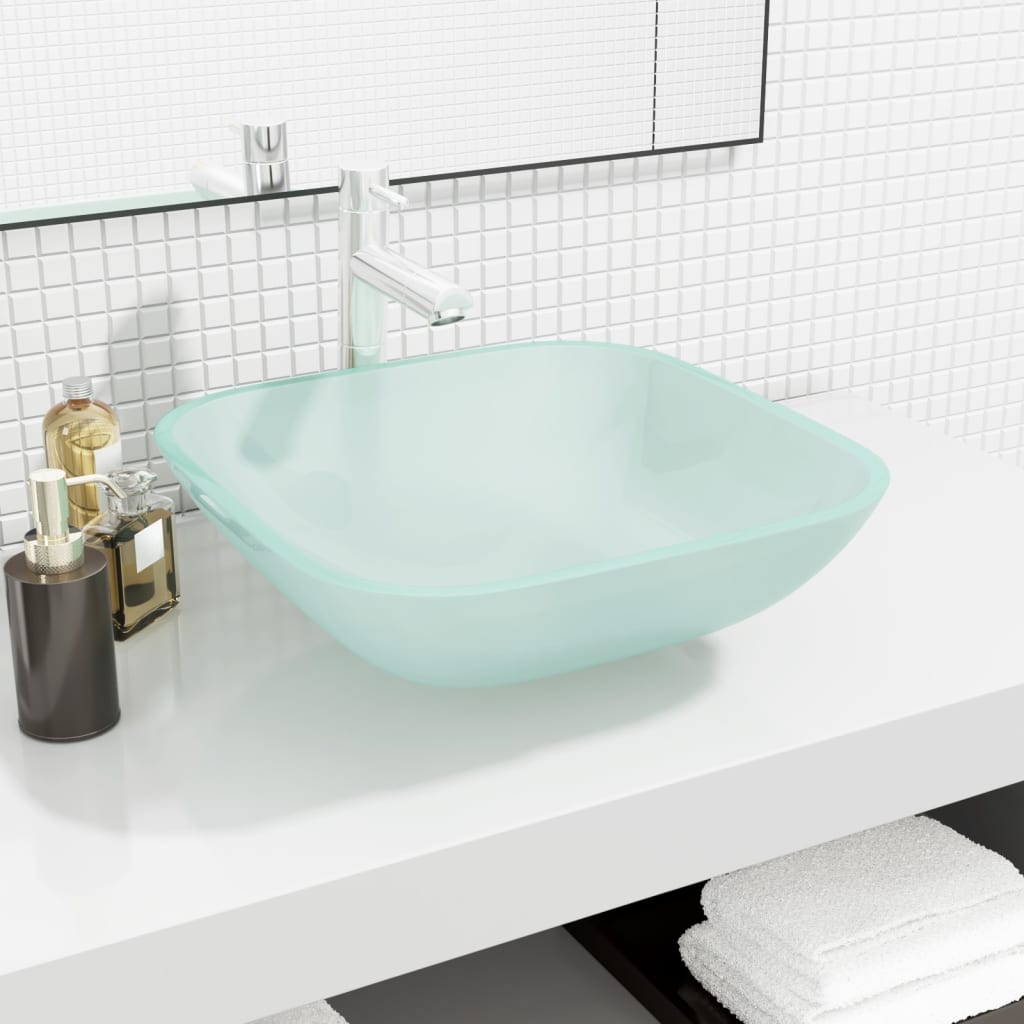 Glass Wash Basin 42 x 42 x 14 cm Matte Finish