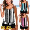 New 2023 Women Sexy Swimsuit Printed Two Pieces Tankini Female Summer Monokini Swimwear Bathing Suit  Beachwear 8XL
