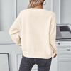 Женский повседневный однотонный полый вязаный свитер с длинными рукавами в стиле ретро