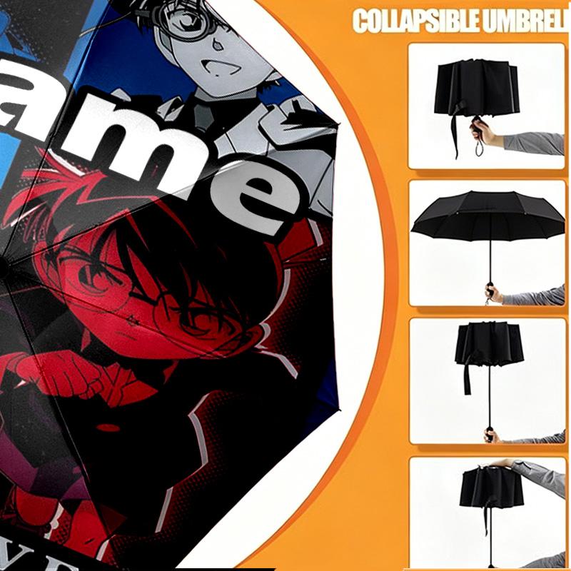 Custom Name Personalized Anime Print Umbrella, Auto Open Close, 8‑Rib Sturdy Frame, Commute Camping Hiking Use, Birthday Gift
