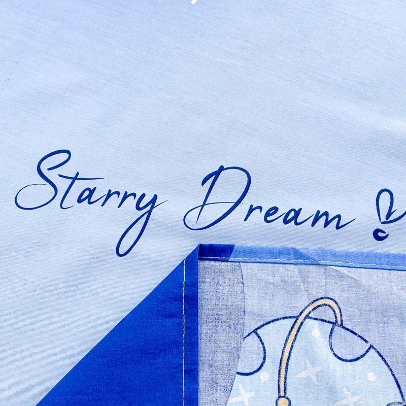 Cartoon Astronaut Bed Sheet Set for Kids Boys Soft Skin-friendly Cotton Bedding Set 3Pcs Rocket Spaceship Bed Sheets Pillowcases