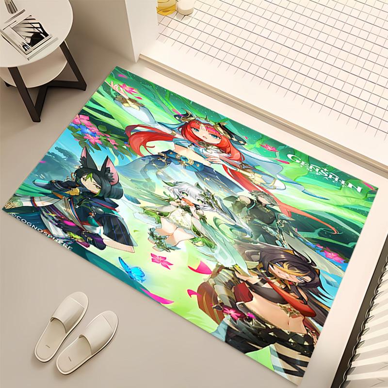 1pc Genshin Impact characters1 Print Area Rug - Soft, Washable Non-Slip Indoor Mat, Living Room, Home Office Decorative Rug,Office Decorative