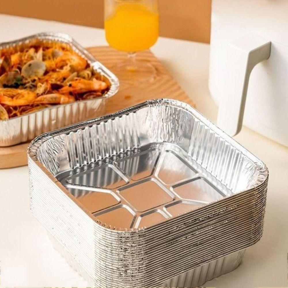 30Pcs Reusable Aluminum Foil Box Non-stick Square Baking Pan Recyclable Foil Pans  Roasting