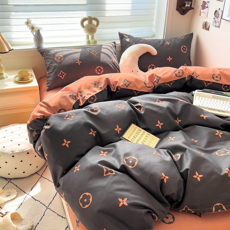 Набор из 4 предметов Класс А Материнский Младенческий класс Маленький Свежий Шлифованный Набор из 4 предметов Приятная к коже Простыня Стиранный хлопок Пододеяльник Общежитие Набор из 3 предметов