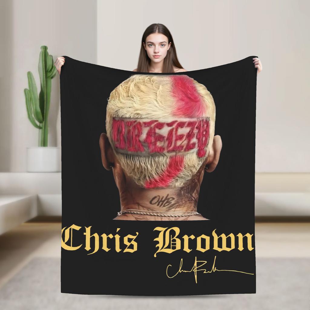 Warm Blanket Travel Chris Brown Breezy Bowl XX Bedding Throws Flannel Bedspread For Outdoor Novelty Sofa Bed Cover
