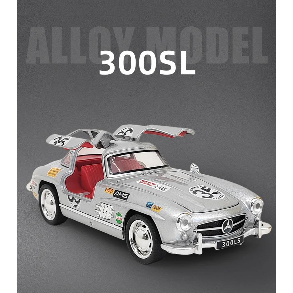 1/32 Benz 300SL 35# Винтажный Классический Сплав Металл Литой Модель Автомобиля Звук и Свет Симуляция Коллекция Дисплей Украшения Подарок