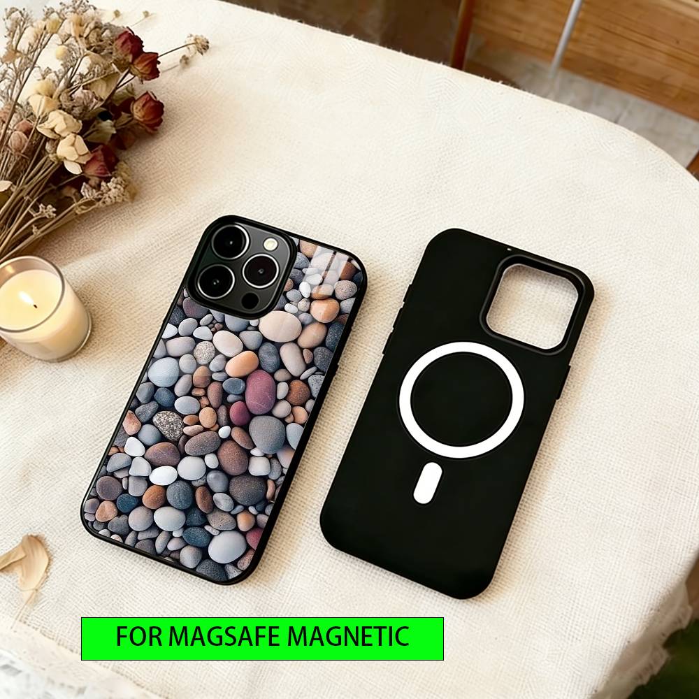 Минималистичный каменный чехол для телефона для iPhone 17, 16, 15, 14, 13, 12, 11 Plus, Pro, магнитный для Magsafe, беспроводная зарядка