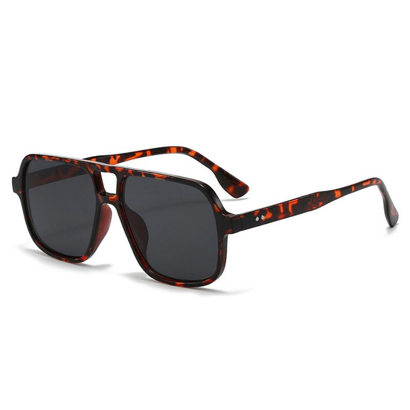 SO&EI Ins Popular Fashion Square Rivets Men Candy Color Sunglasses Shades UV400 Fashion Women Leopard Eyewear