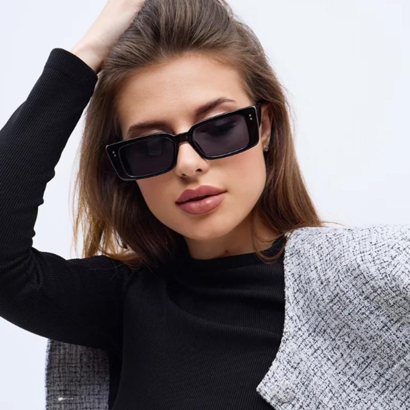 Protective Glasses 2Pcs New Women Imple Style Square Sunglasses Rivet Design Black Leopard Frame Eyewear Female Shades Uv400