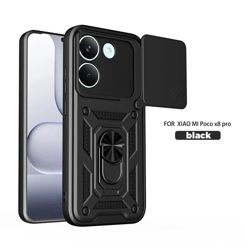 Чехол Для Xiaomi Poco X8 Pro 5G Чехол Бронированный Слайдер Защита Камеры Кольцо-Подставка Задняя Крышка Для Pocco Poko Little X8Pro PocoX8pro Capa